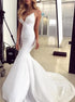 Mermaid Spaghetti Straps Lace Satin Wedding Dresses LBQW0030